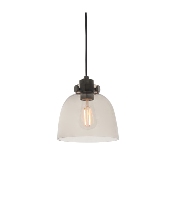 Urban Dome Pendant Light Smokey Grey Tinted Glass Black Chrome-1