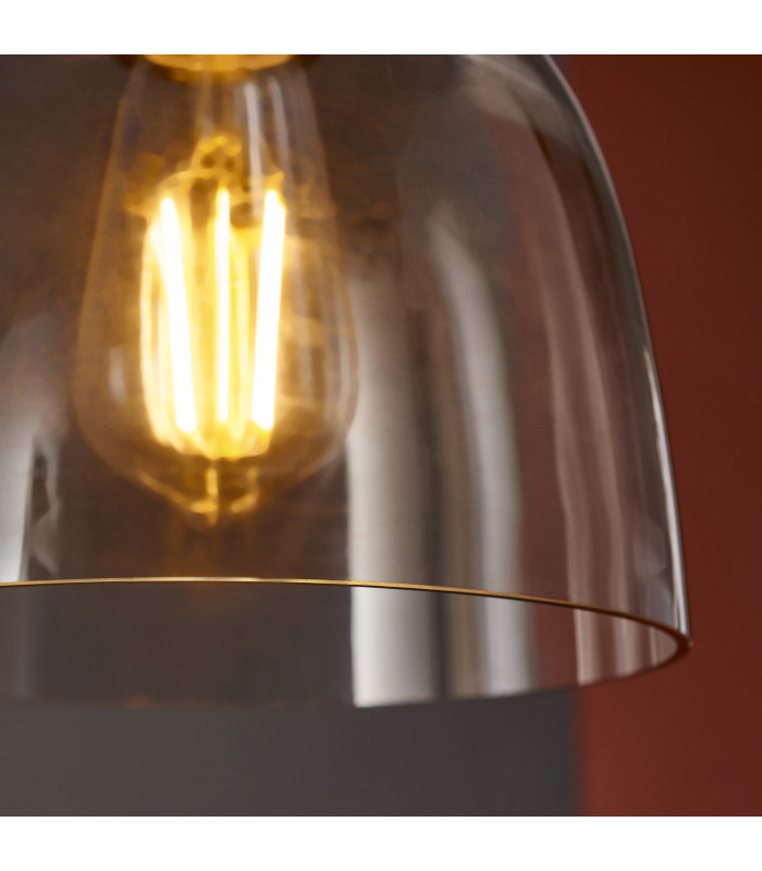 Urban Dome Pendant Light Smokey Grey Tinted Glass Black Chrome-6