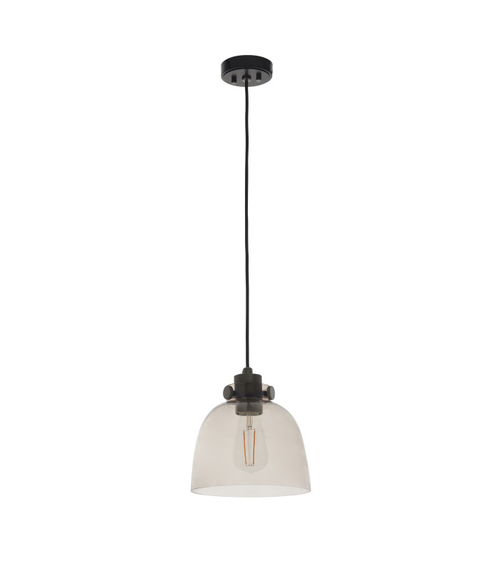 Urban Dome Pendant Light Smokey Grey Tinted Glass Black Chrome-8