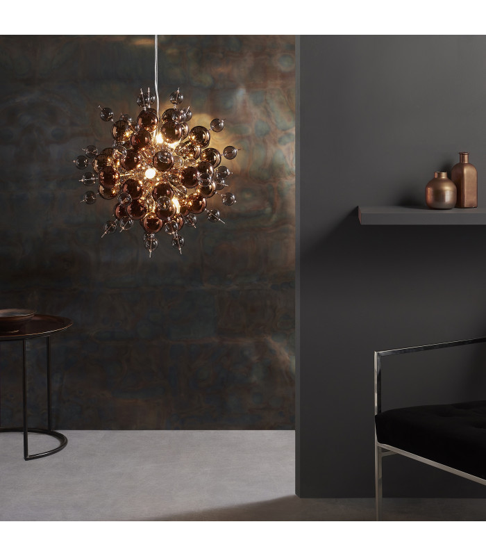 Joules Spherical Pendant Light Copper With Copper Mirror Tinted Glass-3