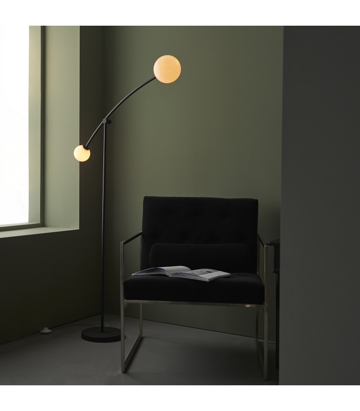 Balance Multi Arm Floor Lamp Textured Matt Black Gloss Opal Glass-3
