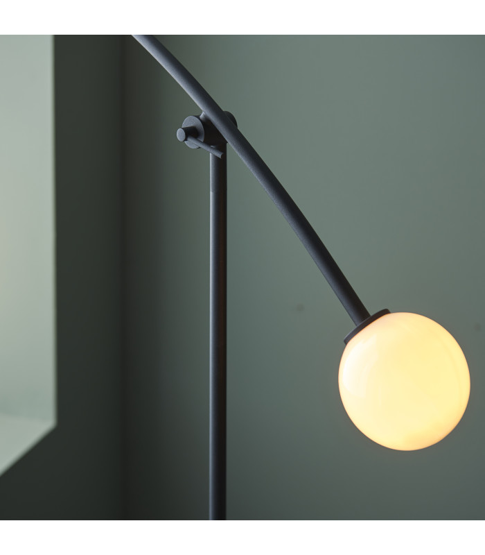 Balance Multi Arm Floor Lamp Textured Matt Black Gloss Opal Glass-6