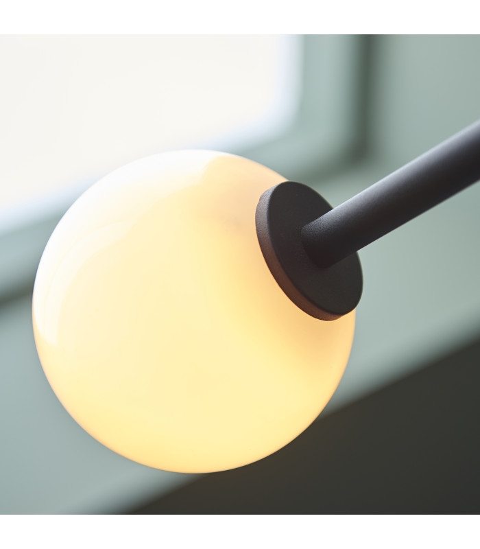 Balance Multi Arm Floor Lamp Textured Matt Black Gloss Opal Glass-7