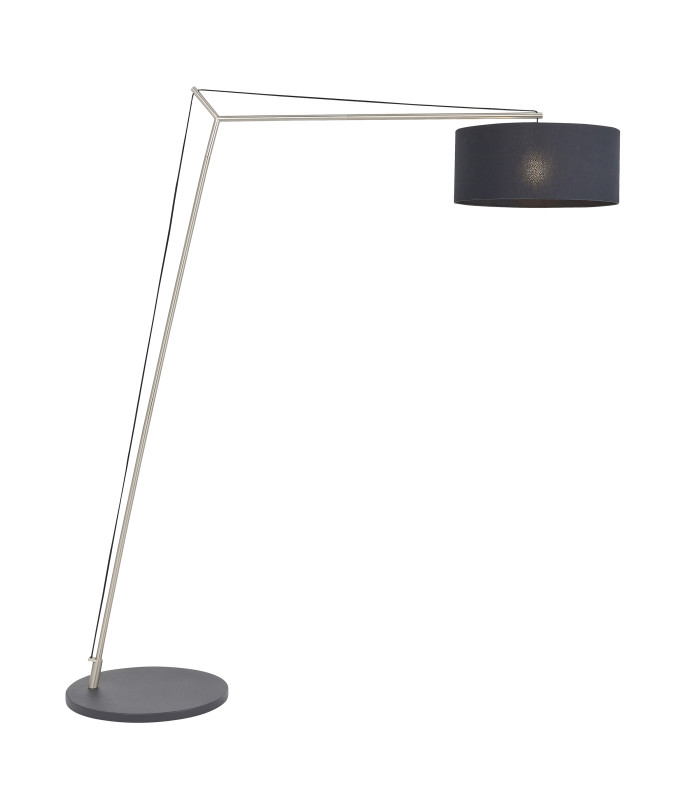 Milan Arc Floor Lamp Matt Nickel Black Cotton-1