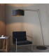 Milan Arc Floor Lamp Matt Nickel Black Cotton-2