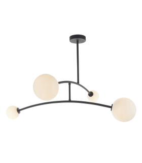 Balance Multi Arm Semi Flush Ceiling Light Textured Matt Black Gloss Opal Glass-1