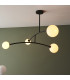 Balance Multi Arm Semi Flush Ceiling Light Textured Matt Black Gloss Opal Glass-5