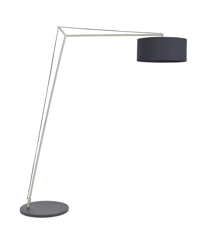 Milan Arc Floor Lamp Matt Nickel Black Cotton-7