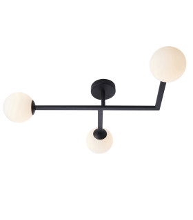 Spa Bathroom Ceiling Light Matt Black Matt Opal Glass-1