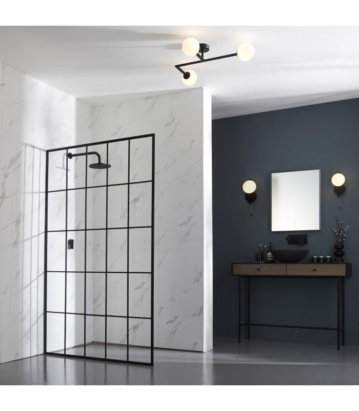 Spa Bathroom Ceiling Light Matt Black Matt Opal Glass-3