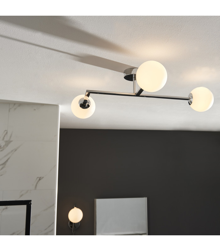 Spa Bathroom Ceiling Light Chrome Matt Opal Glass-5