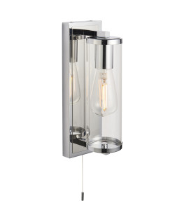 Taylor Bathroom Wall Lamp Chrome Clear Glass-1