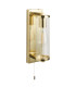 Taylor Bathroom Wall Lamp Satin Brass Clear Ribbed Glass-6