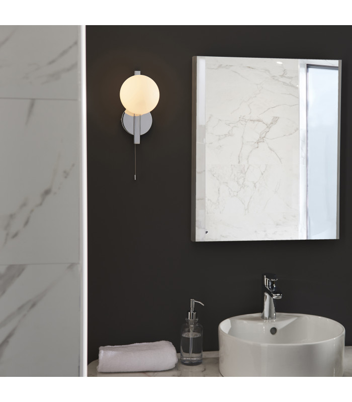 Spa Bathroom Wall Lamp Chrome Matt Opal Glass-5