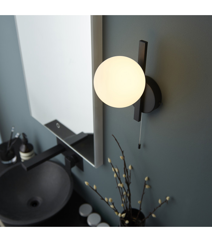 Spa Bathroom Wall Lamp Matt Black Matt Opal Glass-4