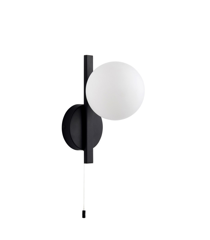 Spa Bathroom Wall Lamp Matt Black Matt Opal Glass-7