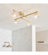 Mobias Bathroom Ceiling Light Satin Brass Clear Ribbed Glass-2