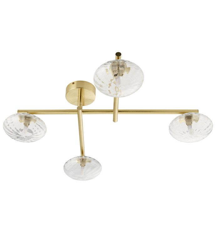 Mobias Bathroom Ceiling Light Satin Brass Clear Ribbed Glass-7