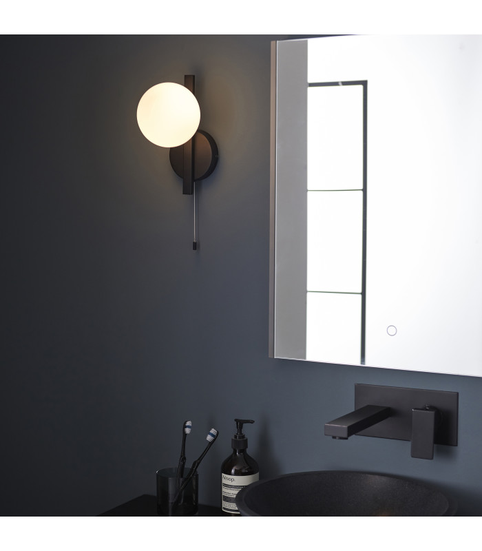 Spa Bathroom Wall Lamp Matt Black Matt Opal Glass-2