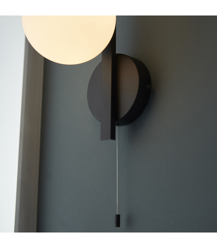 Spa Bathroom Wall Lamp Matt Black Matt Opal Glass-6