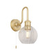 Kendall Bathroom Wall Lamp Satin Brass Clear Ribbed Glass-1