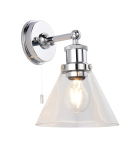 Toulon Bathroom Wall Lamp Chrome Clear Glass-1