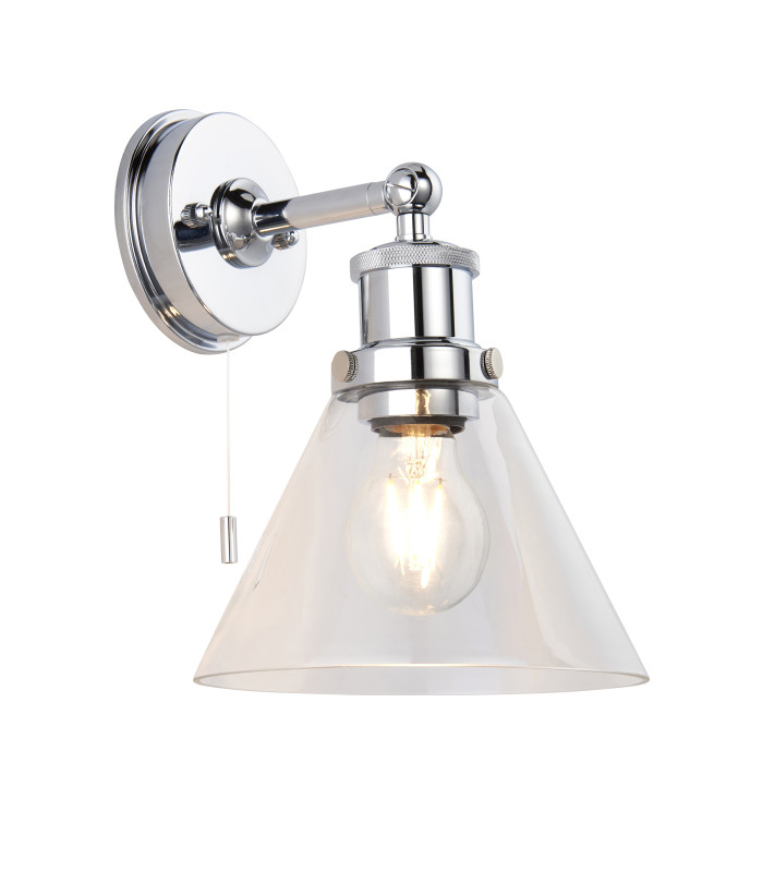 Toulon Bathroom Wall Lamp Chrome Clear Glass-1