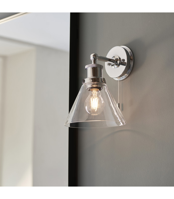 Toulon Bathroom Wall Lamp Chrome Clear Glass-2