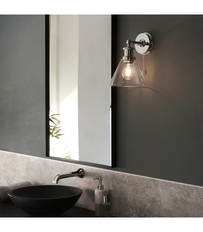 Toulon Bathroom Wall Lamp Chrome Clear Glass-3