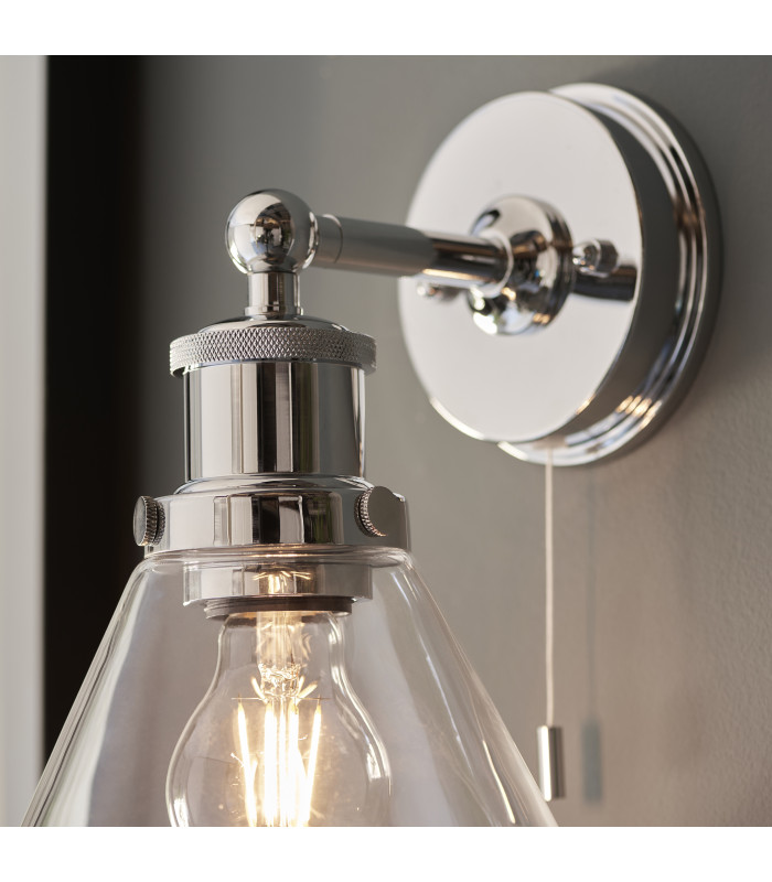 Toulon Bathroom Wall Lamp Chrome Clear Glass-5