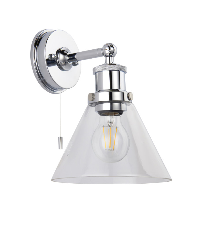 Toulon Bathroom Wall Lamp Chrome Clear Glass-6