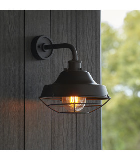 Lloyd Bathroom Wall Lamp Textured Matt Black With Clear Glass-2