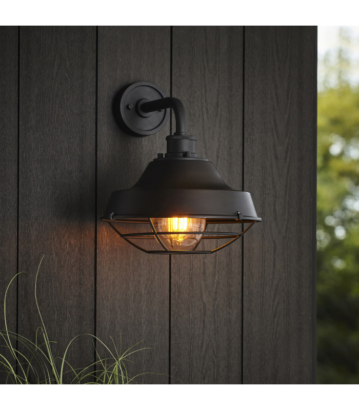 Lloyd Bathroom Wall Lamp Textured Matt Black With Clear Glass-3
