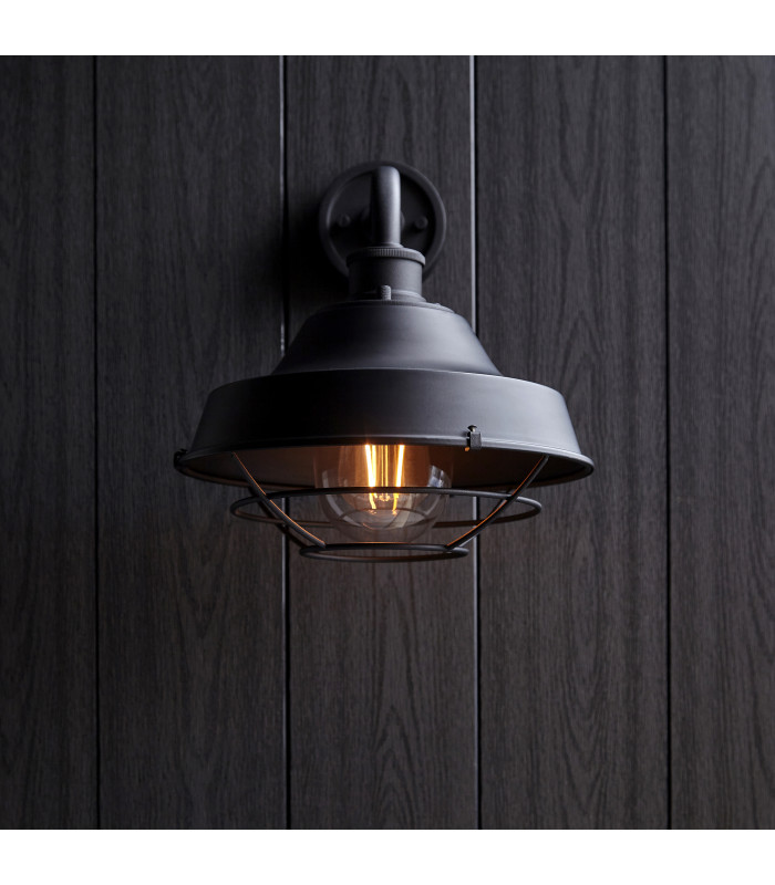Lloyd Bathroom Wall Lamp Textured Matt Black With Clear Glass-4