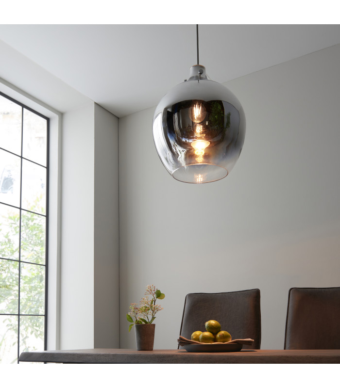 Panther Dome Pendant Light Chrome Ombre Glass Chrome-4