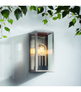 Oxford Outdoor Wall Lantern Brushed Stainless Steel Clear Glass-2
