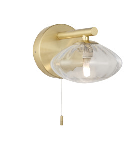 Mobias Bathroom Wall Lamp Satin Brass Clear Ribbed Glass-1