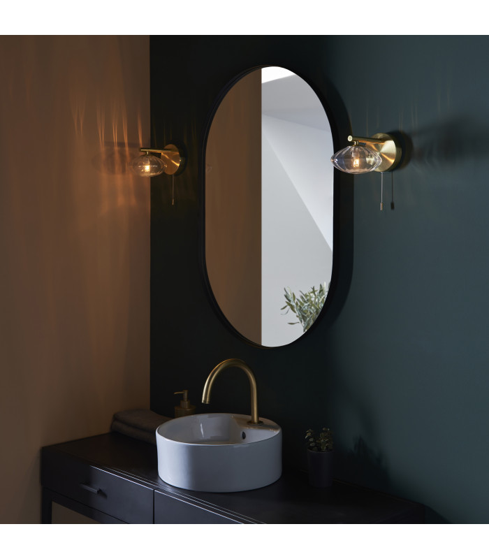 Mobias Bathroom Wall Lamp Satin Brass Clear Ribbed Glass-3