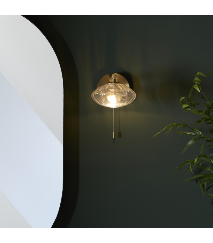 Mobias Bathroom Wall Lamp Satin Brass Clear Ribbed Glass-4