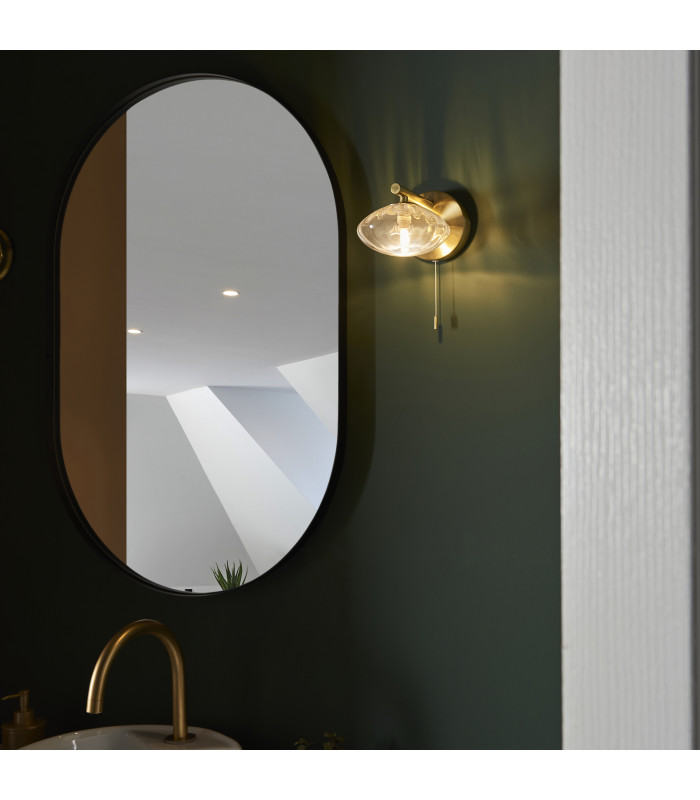 Mobias Bathroom Wall Lamp Satin Brass Clear Ribbed Glass-5