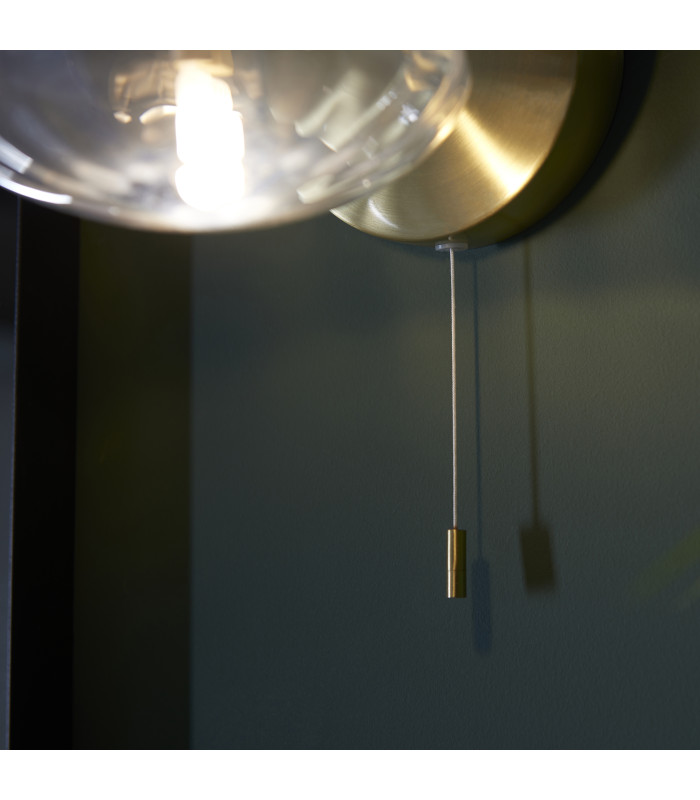 Mobias Bathroom Wall Lamp Satin Brass Clear Ribbed Glass-7