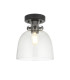 Urban Bowl Semi Flush Ceiling Light Smokey Grey Tinted Glass Black Chrome-1