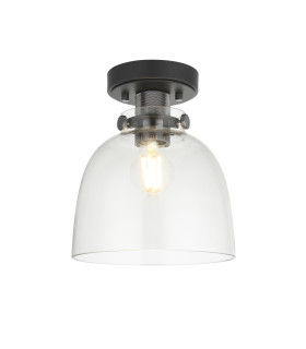 Urban Bowl Semi Flush Ceiling Light Smokey Grey Tinted Glass Black Chrome-1