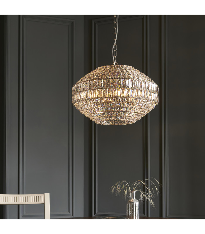 Beatrice Pendant Light Bright Nickel Clear Crystal Glass-2