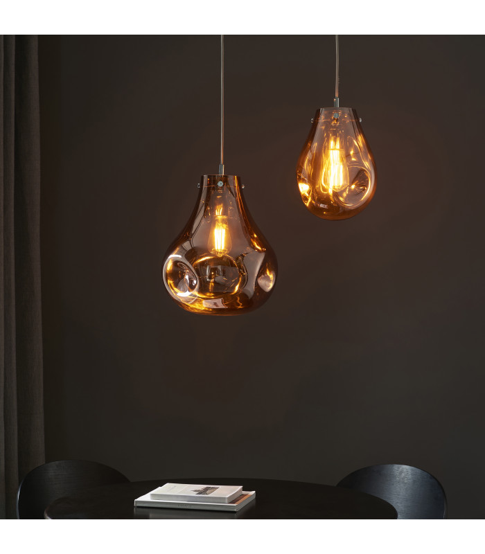 Europa Pendant Light Copper Metallic Glass Chrome-3
