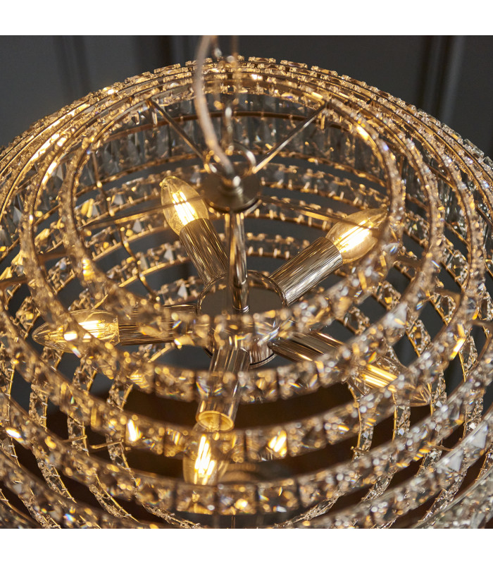 Beatrice Pendant Light Bright Nickel Clear Crystal Glass-5