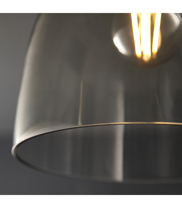 Urban Bowl Semi Flush Ceiling Light Smokey Grey Tinted Glass Black Chrome-8