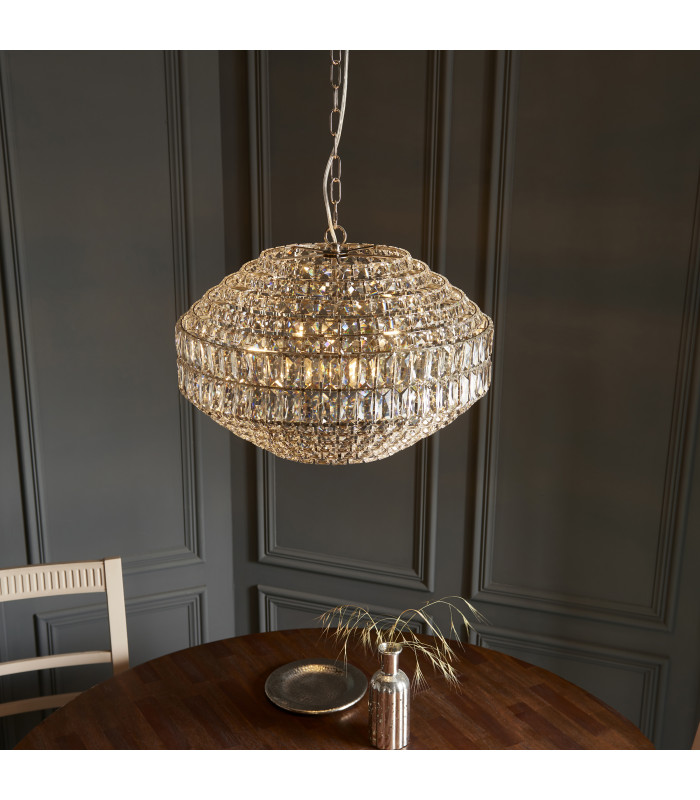 Beatrice Pendant Light Bright Nickel Clear Crystal Glass-7