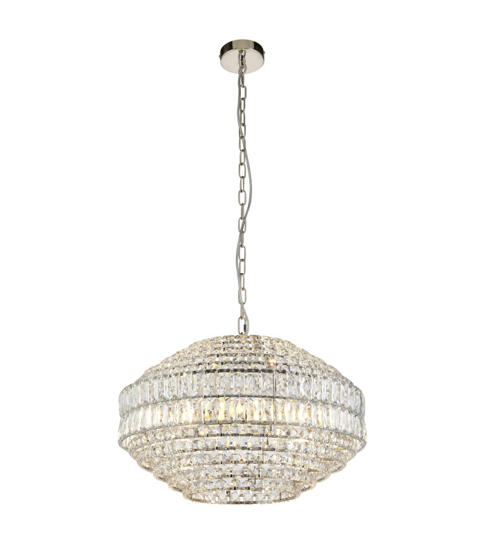 Beatrice Pendant Light Bright Nickel Clear Crystal Glass-8