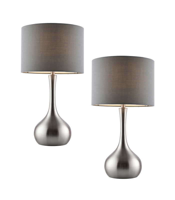 Piccadilly - Twin Pack - Table Lamp Satin Nickel Grey-1